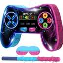 Pasimy Video Game Controller Piata Neon Gaming Piata Bundle with Blindfold and Bat for Gamer Birthday Party Decorations Gaming Theme Carnival Activity Supplies, 15.75 x 10.31 Inch