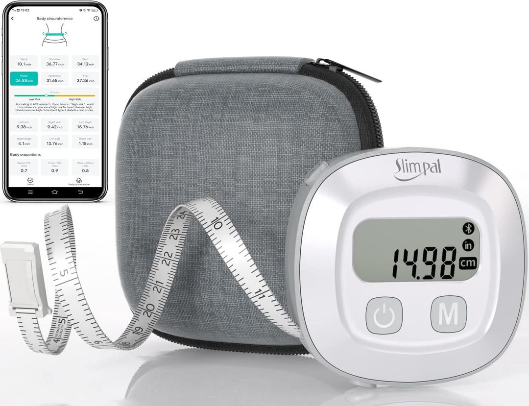 Slimpal Body Tape Measure with Case, Tool for Monitoring Body Fat, Measuring Tape for Body, Digital Smart Retractable Measuring Tape for Accurately Measuring BMI Fitness Body Shape and Weight-Loss
