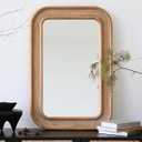 Micasso Handmade Rattan Mirror for Wall: 24"x36" Solid Wood Frame Bamboo Mirror - Distressed Finish Suit for Natural Style - Rustic Shabby Chic Wicker Mirrors for Farmhouse/Entryway for Nature Lovers