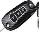 2-Layers Hybrid Combo Carbon Key Fob Cover for Ford F150 F250 F350 F450 F550 Explorer Ranger Escape (Black,with Black Keychain)