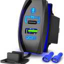 Nilight Rocker Switch Style USB Outlet Socket Fits Panel 4.2A PD Type C and QC 3.0 12V 24V Fast Socket Dual Outlets Port for Cars Boats Trucks RVs