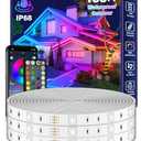 FBZ 100Ft Outdoor Waterproof LED Strip Lights,Music Sync RGB IP65 Led Lights with App Control and Remote,Color Changing Waterproof Led Rope Lights for Outdoor,Balcony,Roof,Garden,Stairs Party