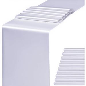 Pack of 10 Satin White Table Runners 12 x 108 Inches - WENSINL Off White Table Runner for Party Wedding Birthday Christmas Banquets Engagement Anniversary Meeting Event Dining Room Decorations