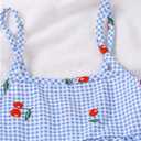 Toddler Girl's 2 Piece Cute Summer Outfits Plaid Cherry Camisole Top and Shorts Vacation Matching Set (4T, Light Blue)