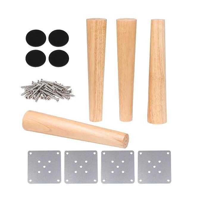 12 Inch 4PCS Sofa Legs Wood Color Tapered Reliable Wood Furniture Cabinets Legs Sofa Feet