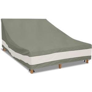 Double Chaise Lounge Cover Waterproof Heavy Duty 82Inch Double Wide Patio Chaise Lounge Chair Cover-Grey Green