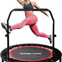 Kanchimi 40" 48" Folding Mini Fitness Indoor Exercise Workout Rebounder Trampoline with Handle, Max Load 330lbs (Black)