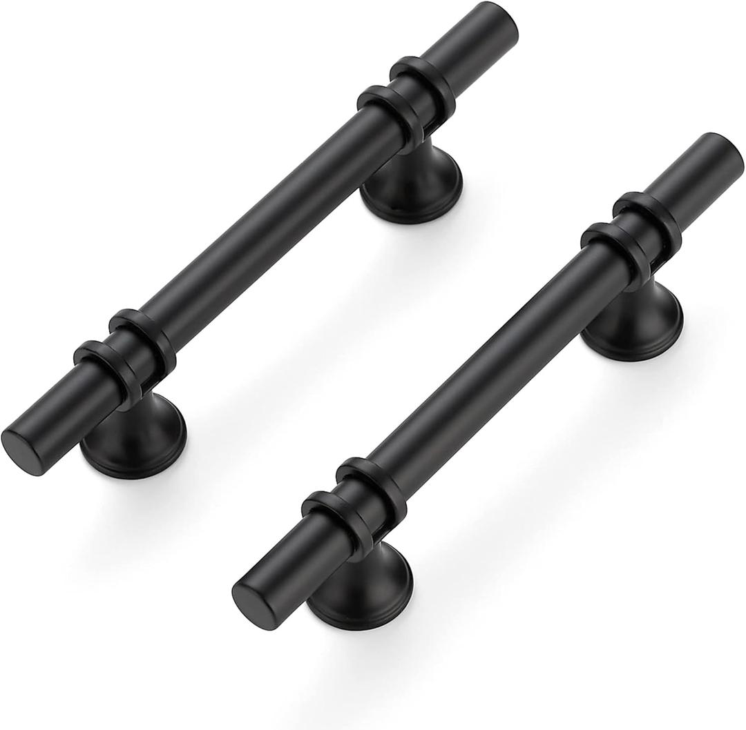 Ravinte 15 Pack 6 Inch Cabinet Pulls Kitchen Cupboard Handles with Round Base Matte Black Drawer Pulls Cabinet Handles 6" Length,3.5" Hole Center