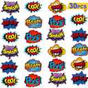 Blulu 30 Pieces Hero Themed Party Decorations, Fun Hero Sign Cutouts Signs Paper Cardboard Cutouts