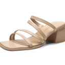 DREAM PAIRS Women's Strappy Heels Block Open Toe Low Heel Chunky Mules Sandals Dress Shoes, Size 38