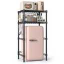Hodonas Adjustable Mini Fridge Stand, Black, 26.58" W x 20.28" D x 65.56" H