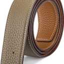 Vatee's Reversible Genuine Leather Belts For Men/Women Replacement Belt Strap Without Buckle 1.25"/1.34"/1.5" Wide (113: Earth Yellow / Khaki)