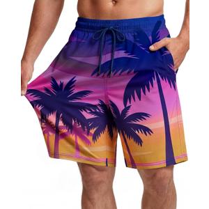 Men Swim Trunks 9 Inch with Mesh Lining Breathable Quick Dry Drawstring Pockets for Summer Beach Pool Board (M)