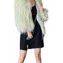 Women's Fashion Cropped Faux Fur Jacket Long Sleeve Open(XXL)