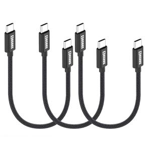 COSOOS 3-Pack Short USB C to USB-C Cables (10in/26cm) Nylon Braided 60W Fast Charging Syncing Type C Cable Cord for iPhone 15 Pro Max, Samsung Galaxy S23, Z, iPad Pro, PD C Charger