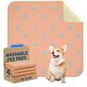PJYuCien Washable Pee Pads for Dogs 4 Pack, 36" x 36" Non-Slip and Leak-Proof Pee Mat, Puppy Training Pads for Whelping, Playpen, Crate, Bed (Orange)
