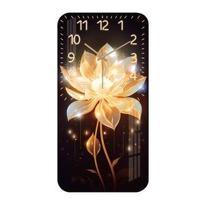 Large 24 Inch Wooden Wall Clock - Glowing Floral Wall Clocks Modern Silent Non-Ticking Battery Operated, Rectangle Rustic Home Decor for Living Room Office