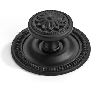Khtumeware 10 Pack 2.5 Inch Matte Black Cabinet Knobs with Backplate,Vintage Backplate for Cabinet Knobs and Drawer knobs, Bi-Fold Door Knobs