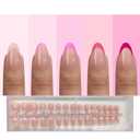 2 x Pink French Tip Press On Nails, OPkssnails 150pcs French Press ON Nails Extra Short Almond, Pre-lasting Soft Gel Nails, Soak Off Acrylic False Nails for Nail Art DIY Extension 15 Size (C2 DXR-Pink)