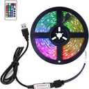 RGB Led Strip 16.4ft,5V USB Colorful 30LED S/M SMD 5050 Flexible Lights for TV Backlight Room Decor with 24 Keys Remote Controller