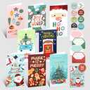 Decorably 24 Pack Foiled 3.5x6.5in Christmas Money Cards for Cash or Gift Card with Envelopes and Stickers - 8 Festive Designs Christmas Money Cards with Envelopes, with Printed Message Inside
