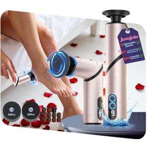 5-in-1 Professional Electric Callus Remover for Feet(Portable & Foldable), Removes 99.92% of Calluses in 3 Mins, Eectric Foot Callus Remover Pedicure Kits with 10 & 40 Grit Pads for Smooth Feet, Pink