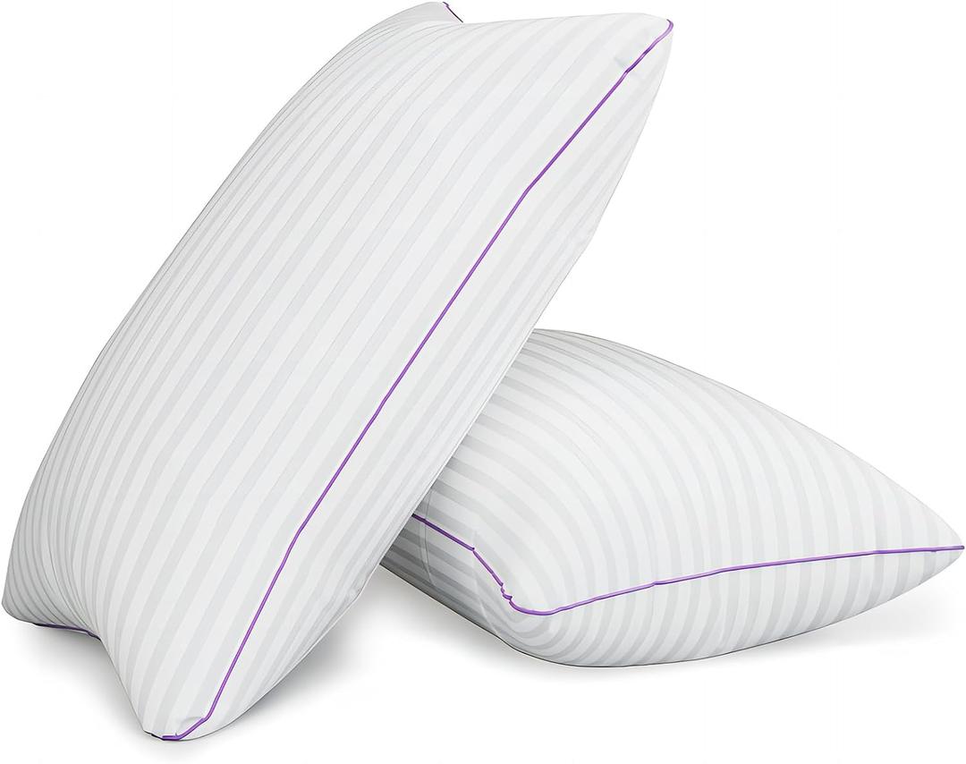 Pillows King Size Set of 2,Breathable Hotel Collection Bed Pillows for Sleeping Medium Firm Down Alternative Microfiber Filled,20 x 36 Inches (King(2Pack), White)
