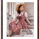 HLiWEGNS Dark Brown 20x24 Frame - Single Frame - Rustic Woodgrain 20 x 24 Poster Frame for Pictures 16x20 with Mat or 20x24 Picture Frame Without mat for Wall Gallery Display - Ideal Christmas Day