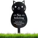 Handook No Soliciting Sign for House Funny Metal No Soliciting Yard Sign, 16.5"x7.1" Black Cat No Solicitation Sign for Home and Business