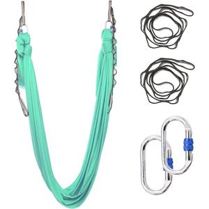 5.5 Yards Aerial Silks Yoga Swing Set - Aerial Yoga Hammock Kit Anti-Gravity Flying for Fitness, Low/Non Stretch Nylon Tricot Fabric Hardware Included for Dance (TENDER GREEN)