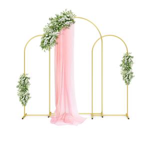 Pureegg Gold Metal Arch Backdrop Stand Set of 3 (7.2ft & 6.0ft & 6.0ft), Wedding Balloon Arch Stand with Stable Base, Backdrop Frame & Cover for Party, Birthday, Graduation, Photo Booth, Easy Assembly