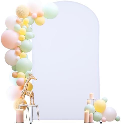 6.6FT White Arch Backdrop Cover, Spandex Fitted Wedding Arch Stand Covers Round Top Chiara Backdrop Cover for Birthday Party Ceremony Banquet Decoration
