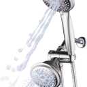 1733 Handheld Showerhead & Rain Shower Combo. High Pressure 24 Function 4" Face Dual 2 in 1 Shower Head System with Stainless Steel Hose, Patented 3-way Water Diverter in Nickel Finish (2.5 Gallon Per Minute)