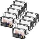 Tbestmax 10 Pcs Clear Cosmetic Bags Small Makeup Bags Portable Waterproof Travel Toiletry Bags Organizer Black, 7.5"x 4.8"x 2.3"
