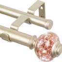 USFOOK Double Curtain Rods for Windows 72 to 144, Rose Gold, 1 Inch