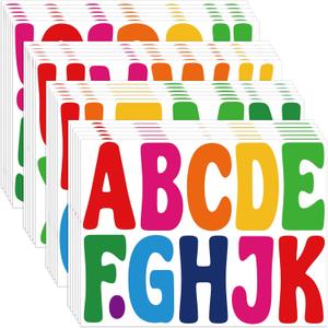 300 PCS Letter Stickers Bulletin Board Letters 24 Sheets Large Alphabet Number Stickers Waterproof Vinyl Self-Adhesive Letters for Poster Board Mailbox Crafts Classroom Home Decor(Colorful,4 Inch)