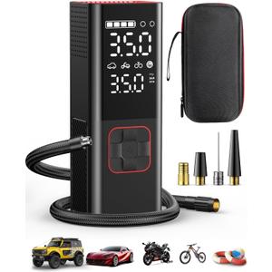 Tire Inflator Portable Air Compressor 20000mAh & 4X Faster Cordless Tire Pump for Car, Bicycle, Motorcycle, Ball, with Tire Pressure Gauge and Storage Bag (New Upgraded) (Small)