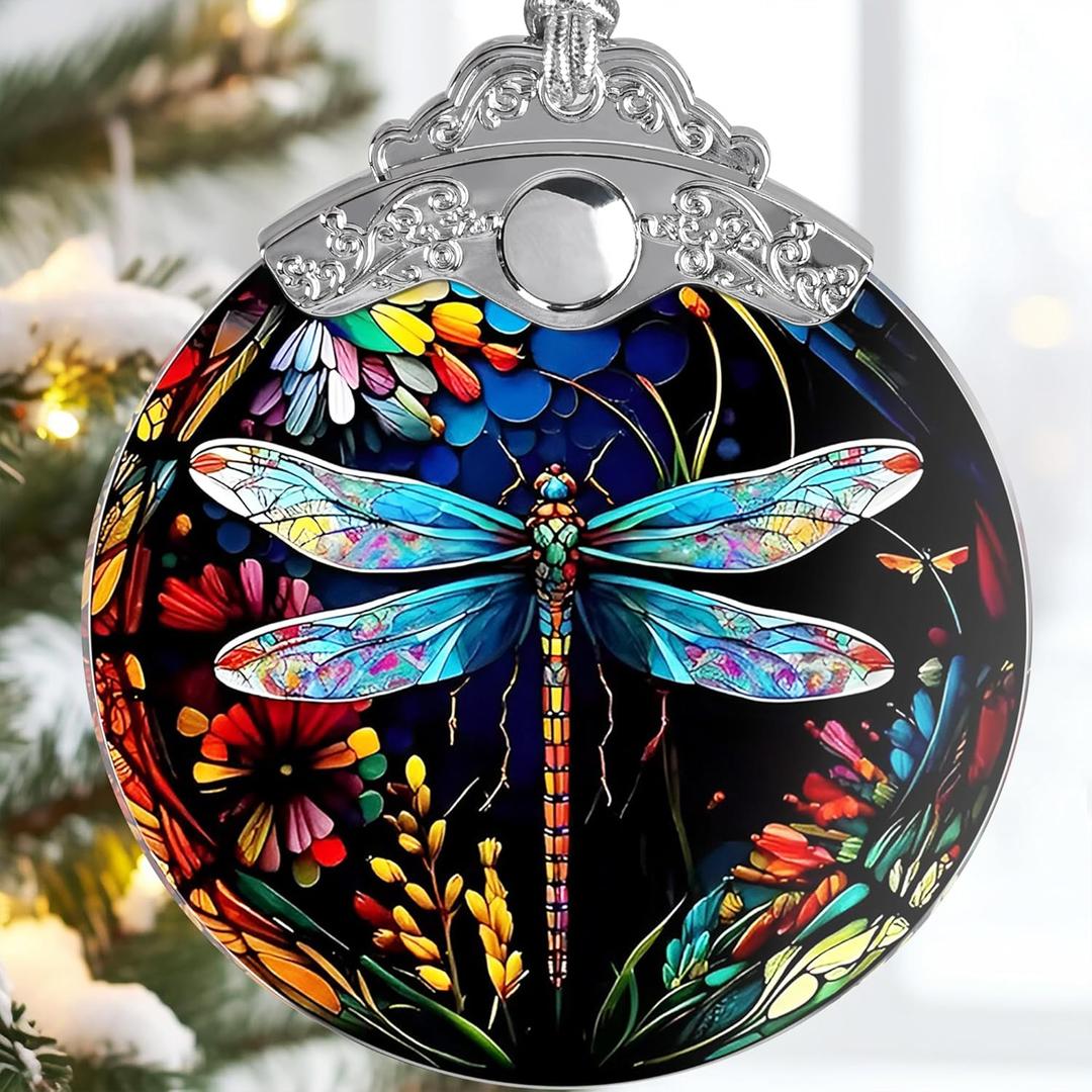 4 x Dragonfly Christmas Ornament - Hanging Tree Decoration - Suncatcher - Gifts for Dragonfly Lovers - Home Decor