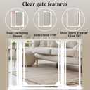 WAOWAO Clear Baby Gate for Stairs Modern Design Acrylic Auto Close Pet Gate, 29.52-37.79" Wide Safety Baby Gate for Doorways,White Clear Dog Gates Indoor, Hallways,Kitchen