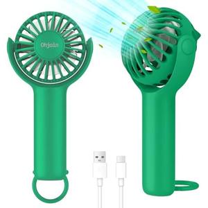 Ohjoin 2 IN 1 Portable Mini Handheld Fan with Keychain Stand, Personal Powerful Cooling Fan, Small Battery Operated Table Fan, Quiet Hand Fan, USB Rechargeable, Birthday Gifts for Women Mom (Green), Set of 3