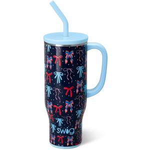 Swig Life 30oz Mega Mug, 30oz Tumbler with Handle and Straw, Large Insulated Tumblers, Cup Holder Friendly Travel Mug, Stainless Steel 30 oz Tumbler, Reusable Water Bottle (Miss Independence)