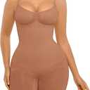 FeelinGirl Shapewear Bodysuit Tummy Control Seamless Sculpting Butt Lifter Body Shaper for Women (X-Small-Small, Cinnamon Brown)