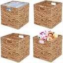 JGJCYO9 Storage Baskets Wicker Cube Baskets Foldable Handwoven Water Hyacinth Laundry Organizer,Cube Storage Baskets,Set of 4 pcs Baskets-11x11x11inch