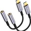 2 Pack USB C to 3.5mm Headphone Jack Adapter – HiFi Audio Dongle, Type C to Aux Female Cable Cord Compatible with iPhone 17/16/15 Pro Max, Samsung S25/S24/S23, iPad Pro, Pixel, MacBook