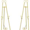 HAITRALGold Easel Stand for Sign, Adjustable Display Easel Stand with Chain Support,Heavy Duty Metal Easel for Wedding Sign,Art,Pictures,55" H Welcome Poster Stand Sign Holder Floor Dcor,2 Pack