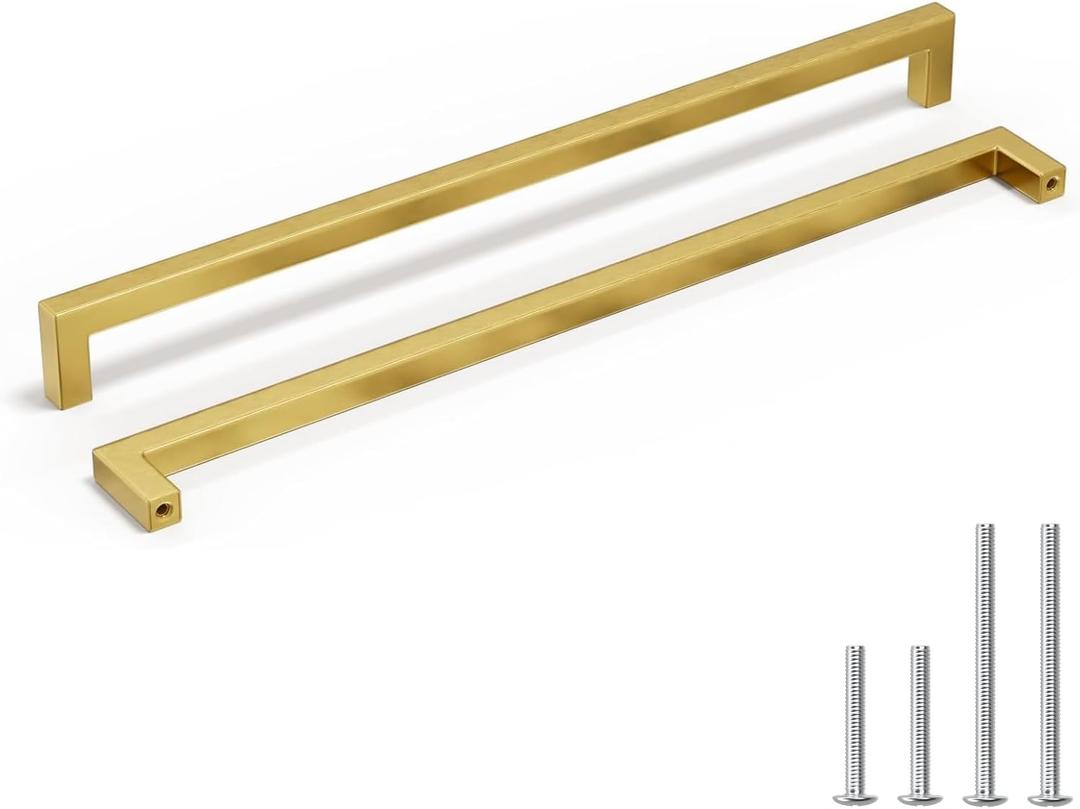 homdiy 6 Pack 12-5/8 Inch Gold Handles for Cabinets Kitchen Cabinet Handles Brushed Brass Cabinet Pulls Gold Hardware for Cabinets Stainless Steel Modern Hardware