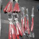 HOFTEN 20 Piece Stainless Steel Color Handle Flatware Red Silverware Set
