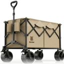 Navatiee 330Lbs Collapsible Folding Wagon, Beach Wagon Cart Heavy Duty Foldable with Big Wheels, Utility Grocery Wagon with 165L Large Capacity for Camping Garden Sports, Black