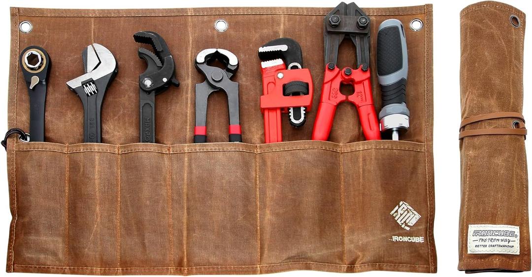 IRONCUBE Tool Pouch, Roll-Up Storage Bag for Hand Tools & Wrenches