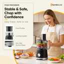 NEWBULIG Food Processor 10.5 Cup, Vegetable Choppers with Slicing Shredding Chopping Kneading, Dishwasher Safe, Food Grinder, Stainless Steel Blades, for Smoothie Fruit Dough, 2.6QT